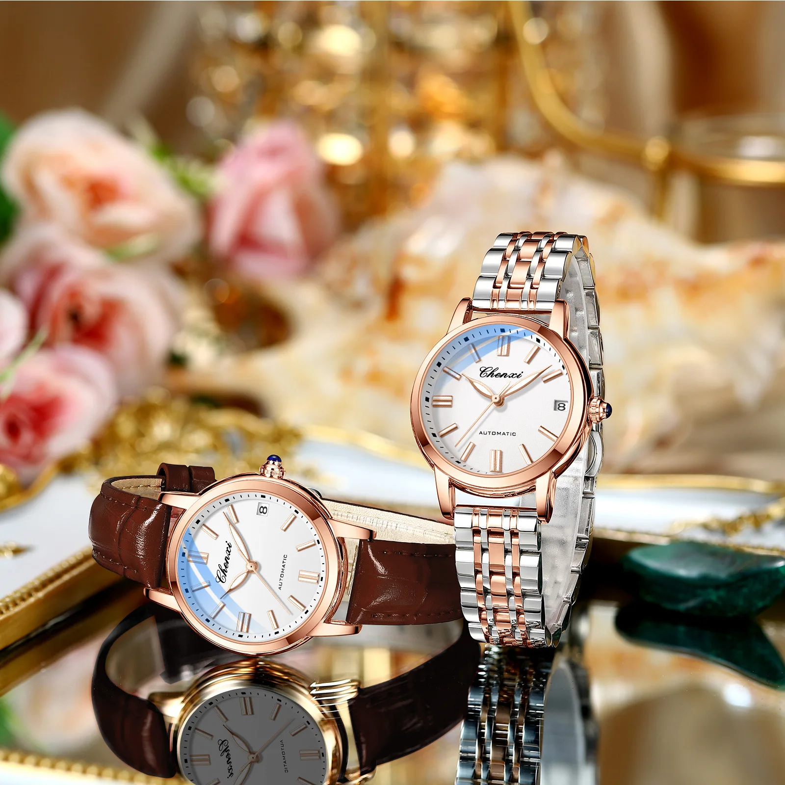Elegant Ladies Automatic Mechanical Watch New Fashion Business Waterproof Luminous Women's Watch Belt