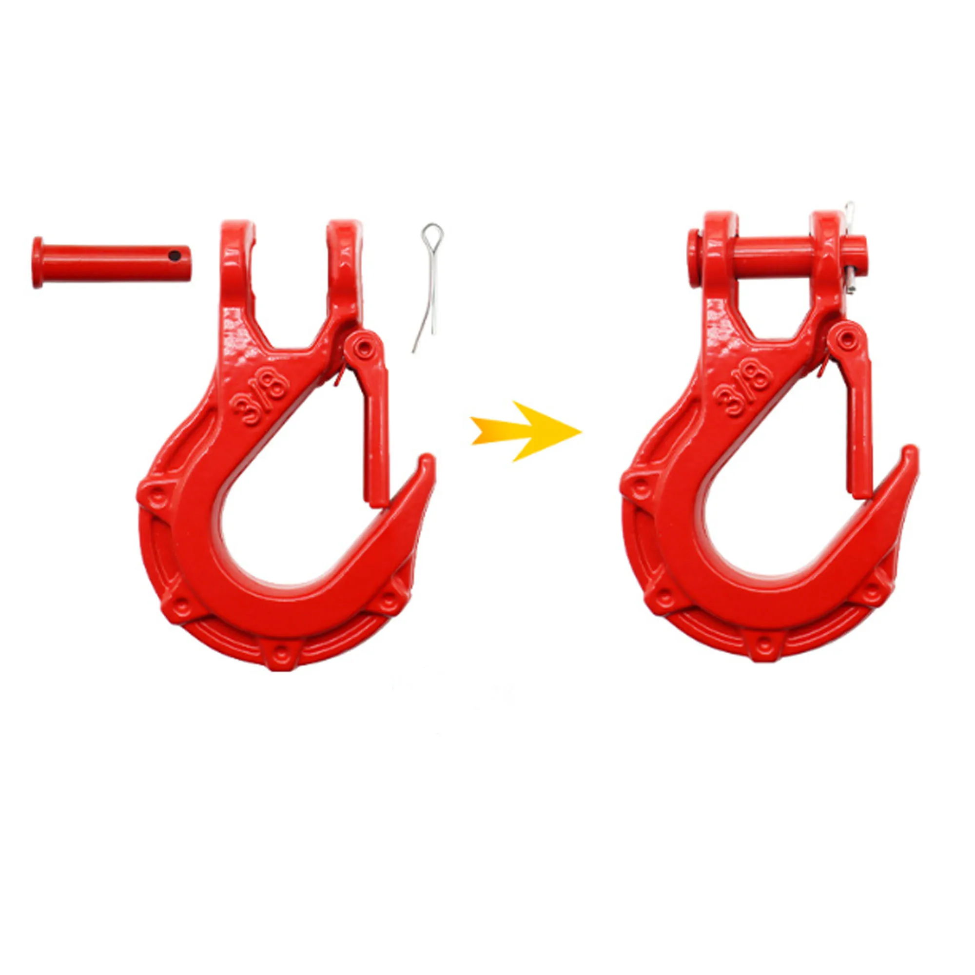 1PCWinch هوك Grade70 3/8 "السلامة الصلب مزلاج ونش هوك الثقيلة مزورة Clevis زلة ونش هوك سحب هوك 17T ل SUV شاحنة قارب #6