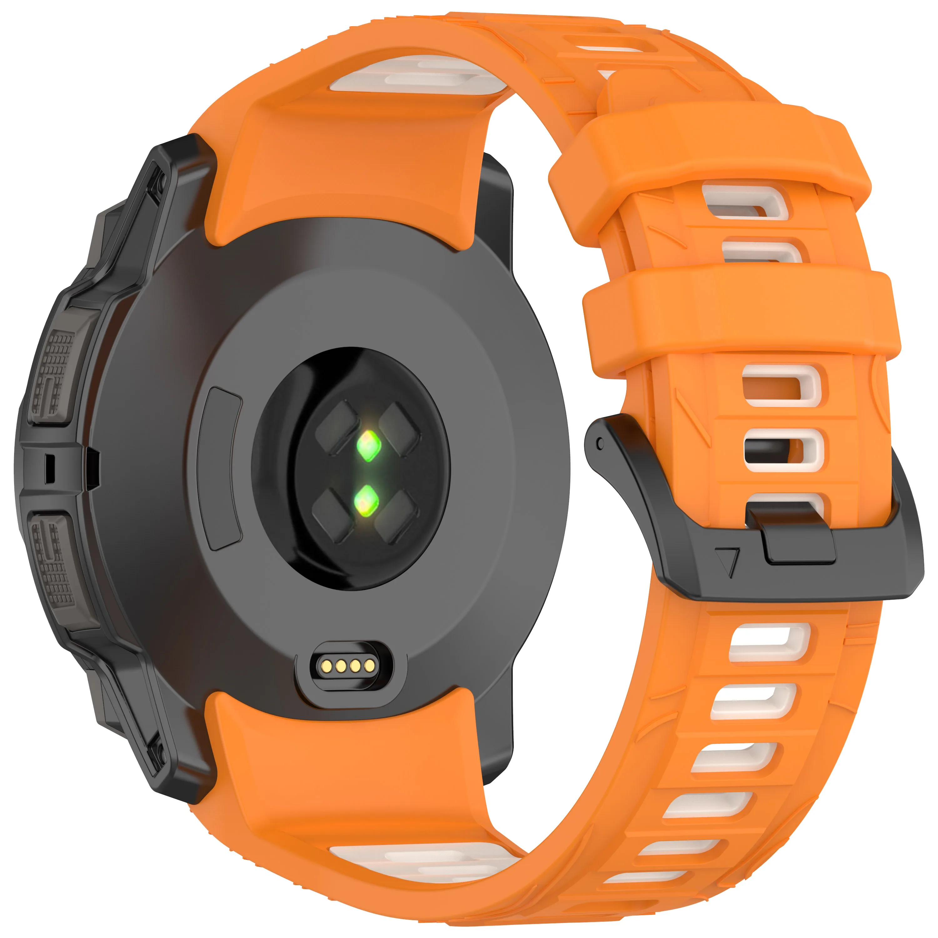 

For Garmin Instinct 3 Solar 45mm / AMOLED 45mm Watch Band 22mm Dual Color Silicone Replacement Strap - Orange / Starlight