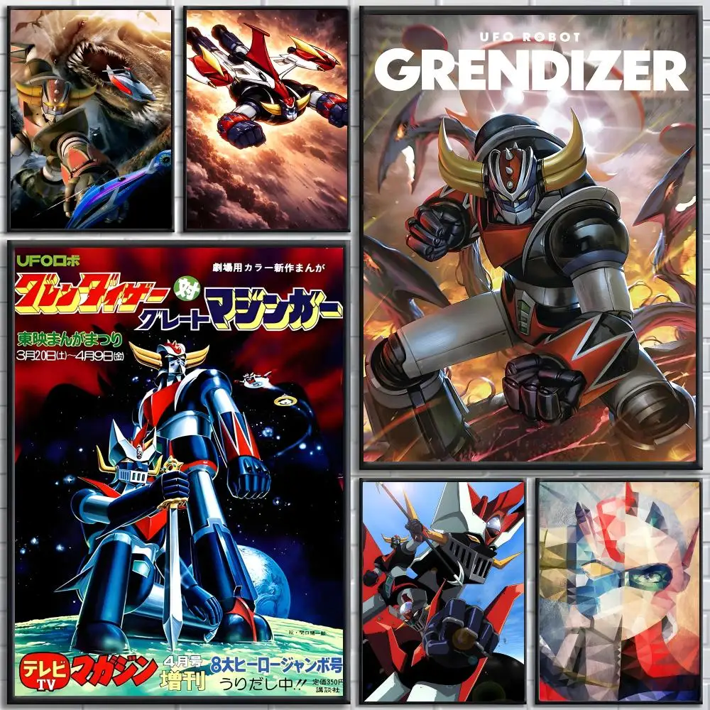 Anime UFO Robot Grendizer Poster Poster HD Waterproof PP Self-Adhesive Removable Wall Art for Bedroom   Decor Gift