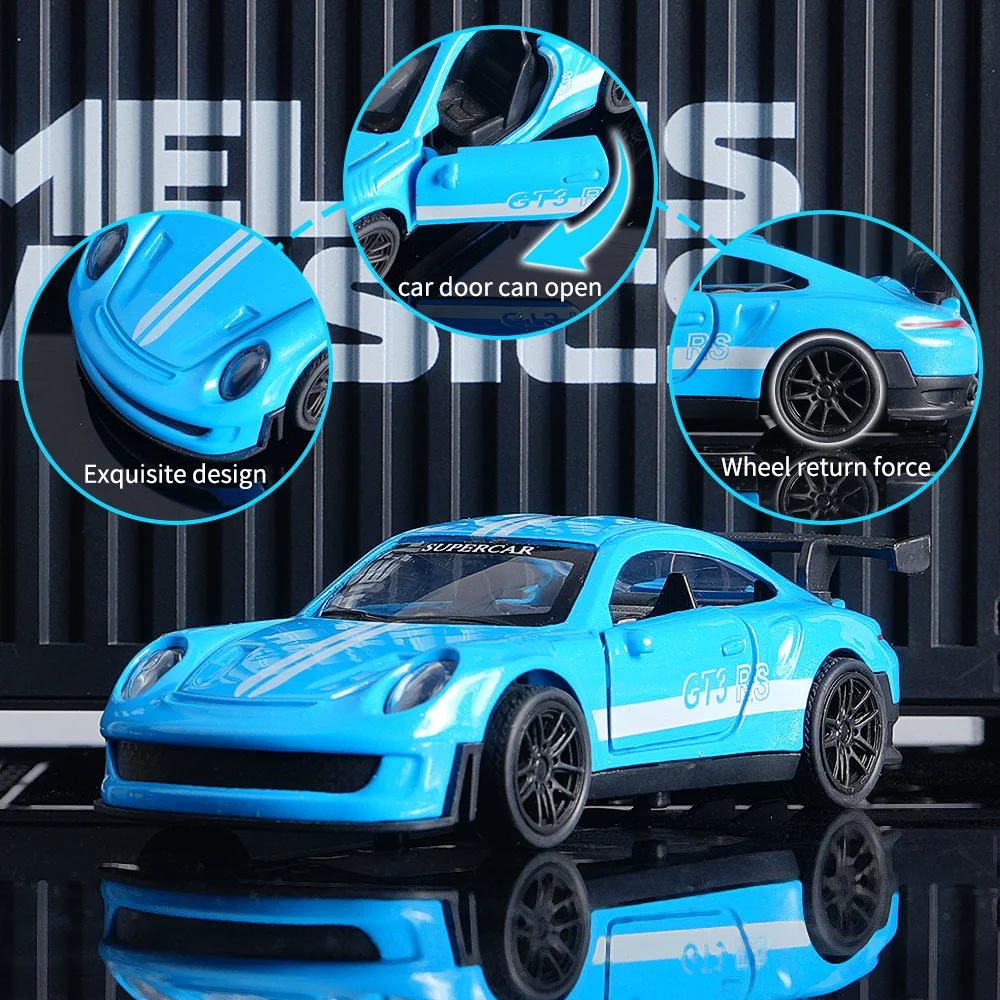 Retro GT3 RS Diecast Car, Blue Alloy Sports Vehicle Model, Collectible Desktop Decor, Ideal Gift for Car Collectors ﻿ image 2