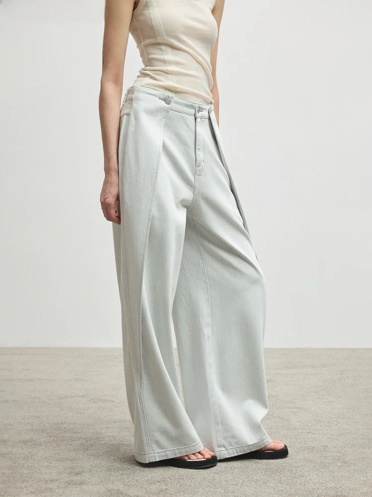 

Джинсы Numberhere Casual Waed Hidden ket, двусторонние, с широкими штанинами, свободного кроя, длинные, весна-лето, модные, женские, деним