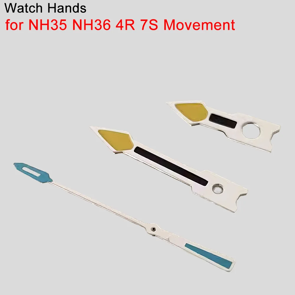 Black Yellow Blue Watch Hands for NH35 NH36 4R 7S Movement Patchwork Color Watches Pointers No Luminous Hand Accessories
