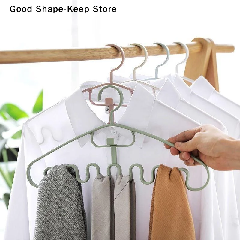 daily10Pcs Wave Shape Clothes Hangers Multi Slot Anti Slip Hanging Rack Space Saving Closet Organizer for Student Dorm