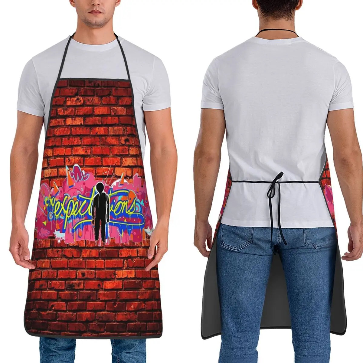 No Expectations Apron Chef Cuisine Tablier Waterproof Bib Kitchen Cleaning Pinafore for Women Men Gardening