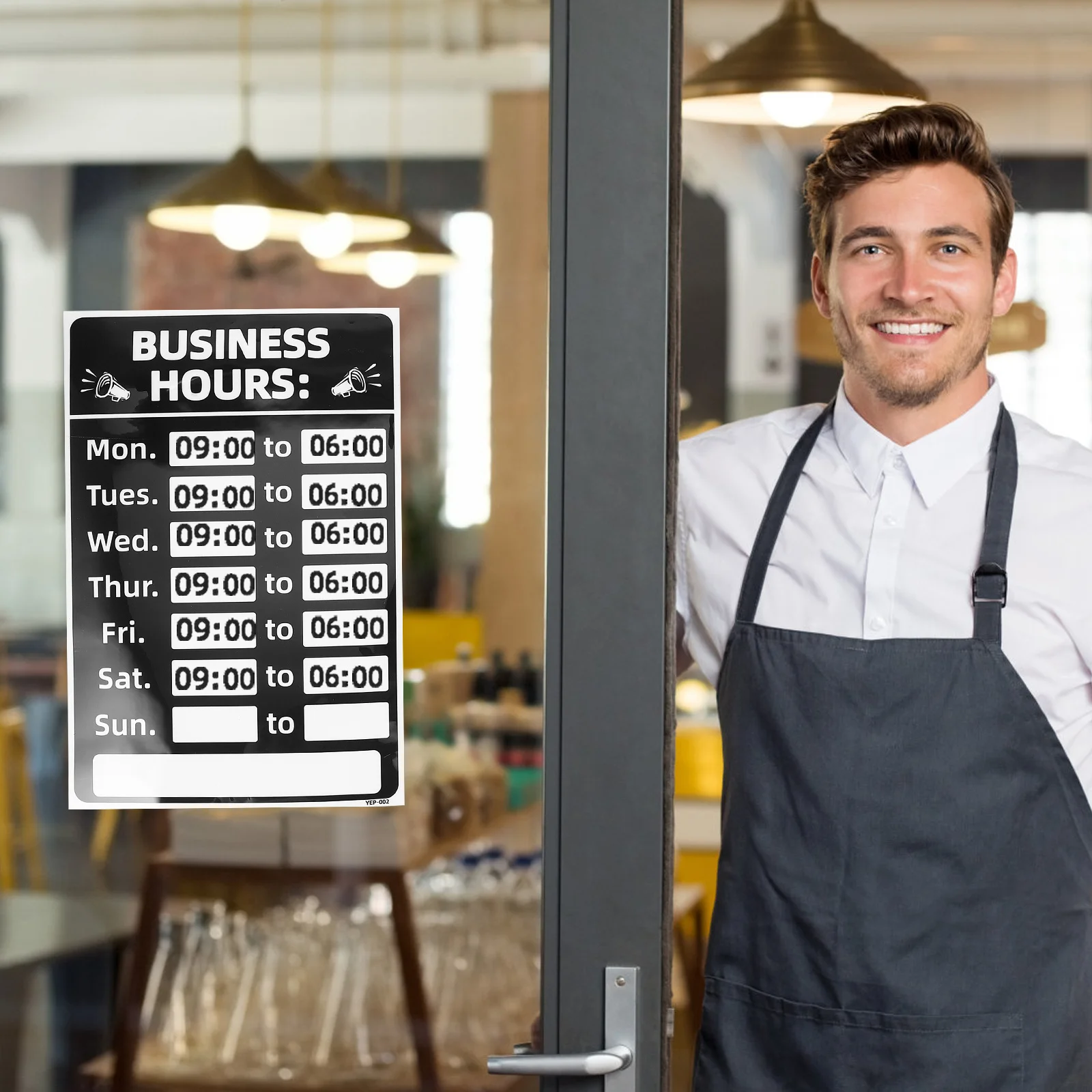 1 Set Business Hours Sign Pvc Adhesive Opening Signs For Shop Store Operation Hours Stickers Glass Door Window Rewritable Hour