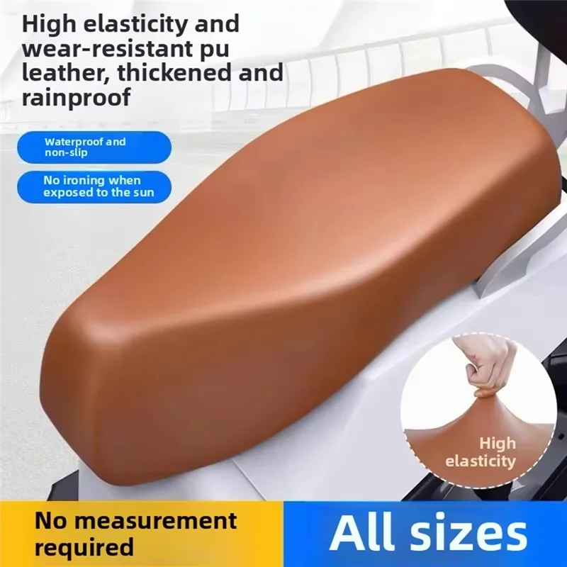 Anti risco capa esteira protetor de assento da motocicleta almofada universal à prova dwaterproof água couro elástico para autocycle marrom claro