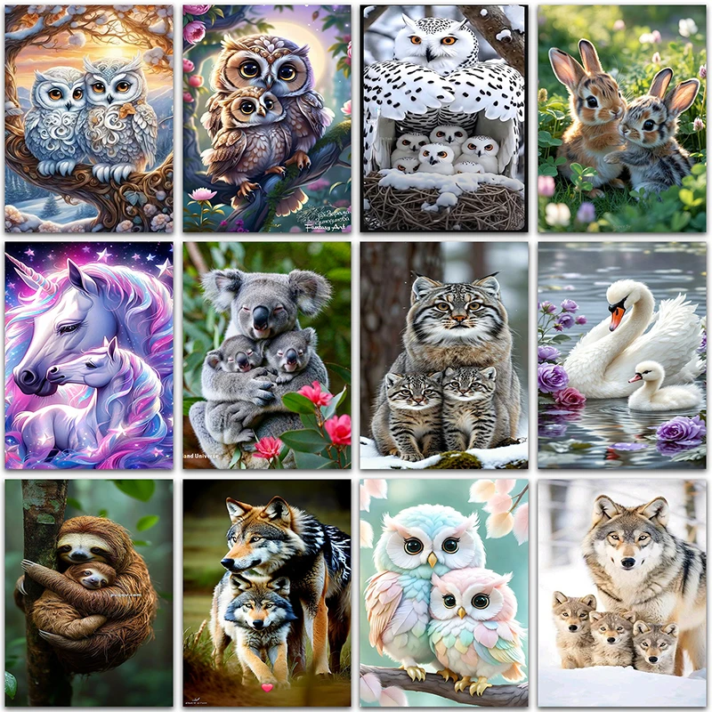 

Clearance Diamond Art Painting Cartoon Animal Horse koala Wolf Owl Home Decor Full Square&Round mosaic embroidery Cross stitch