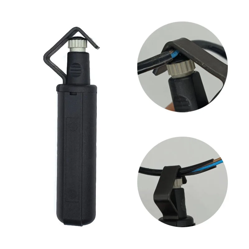 Round Cable Stripper for Fast and Precise Jacket Rem oval, Radial Cable Strip & Ring Tool, Blade Depth Adjustable