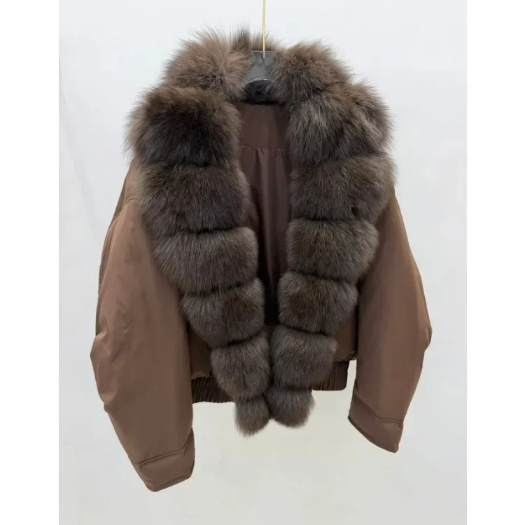 OFTBUY Natural Fox Fur Collar White Duck Down Jacket Winter Warm Thick Windproof Luxury Streetwear Women New Winter Clothin