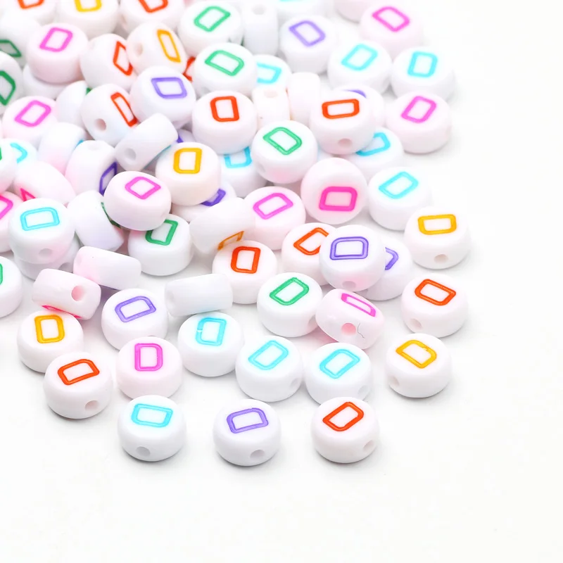 Cuentas acrílicas con letras de piezas coloridas, abalorios espaciadores planos redondos y sueltos para costura, accesorios para pulsera y