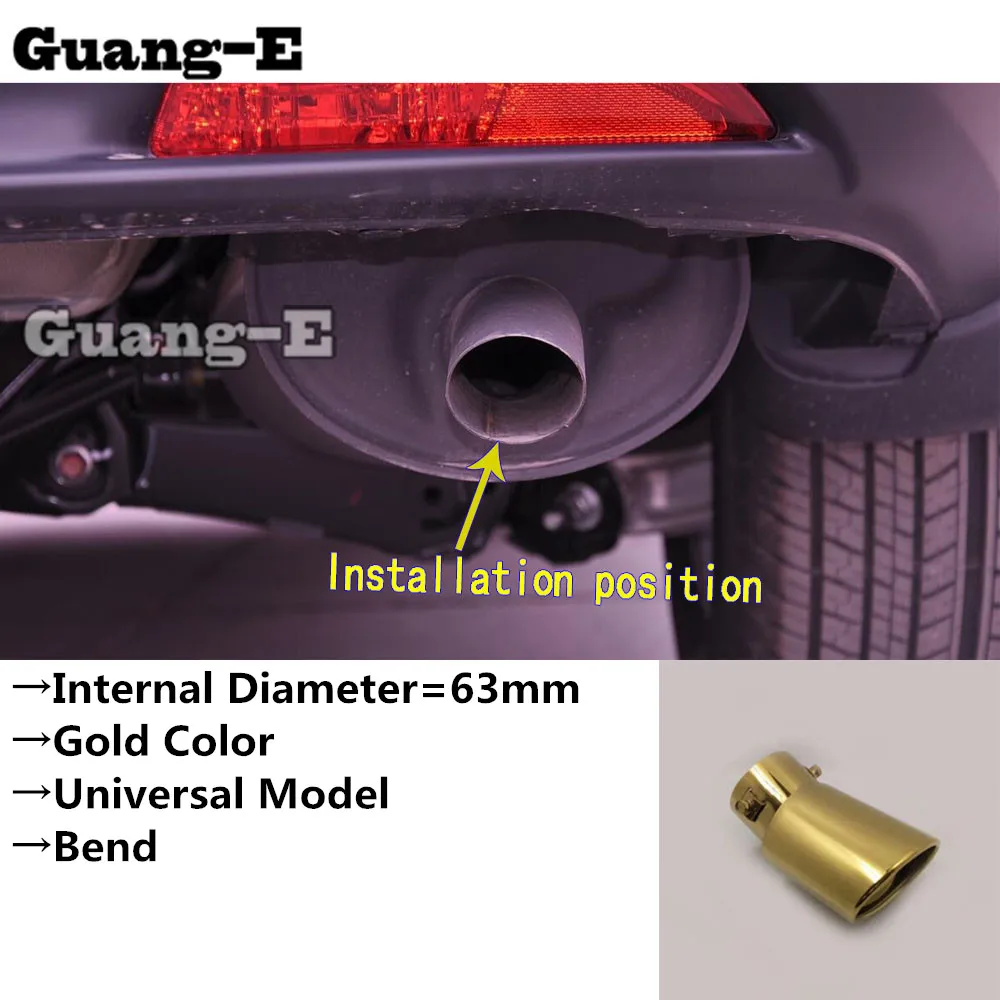 

Internal Diameter=63mm/Gold Color/Universal Model Car Muffler Exterior Back End Pipe Dedicate Exhaust Tip Tail Outlet Vent