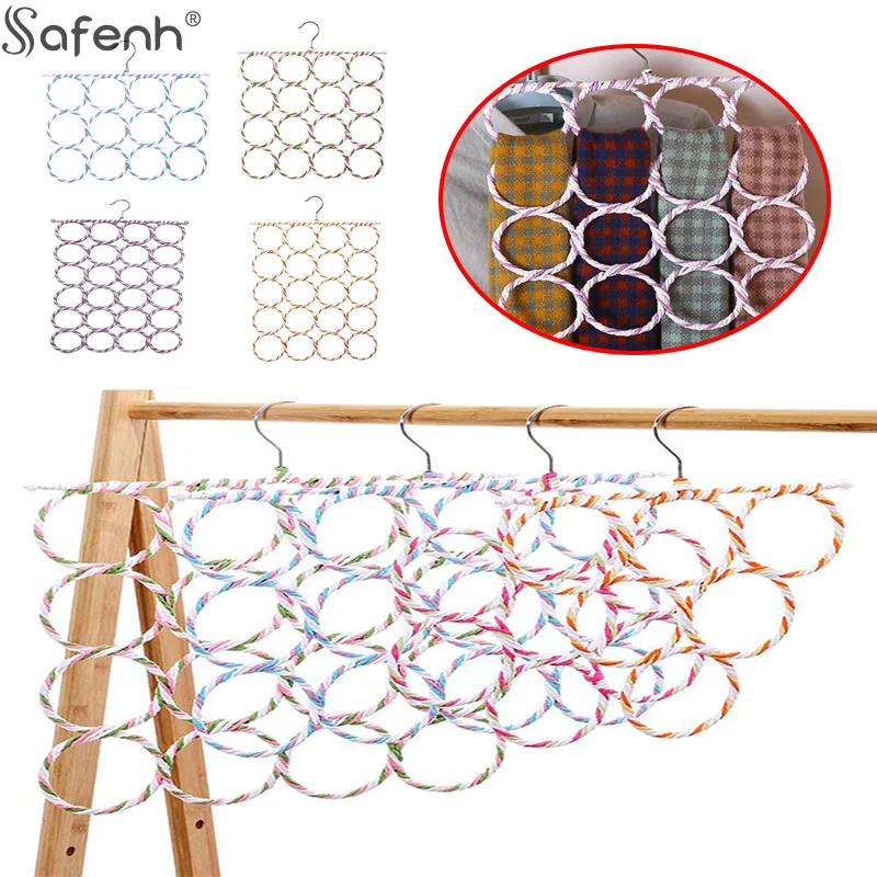 1個 ラタン製スカーフホルダー 折りたたみ式 ネクタイ ベルトフック ショール スカーフオーガナイザー ラタン織りハンガー ワードローブ収納ホルダー ディスプレイラック