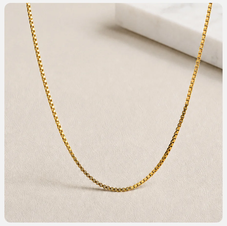 Vnox Minimalistische 1mm Kastenkette Halskette für Damen, vergoldeter Edelstahl, Halskette zum Schichten, lichtbeständiger Schmuck. – Detail 5