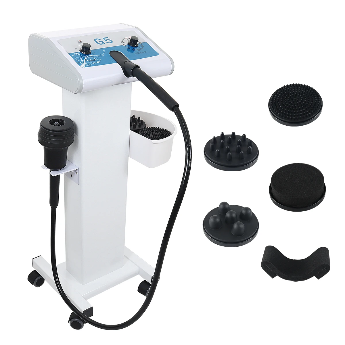 Vibrerende G5 massage-apparaat, afslankings- en spiermassage-apparaat, cellulitisverwijdering, voor thuisgebruik, gewichtsverlies, lichaamsapparaat met transportkarretje - afbeelding 2