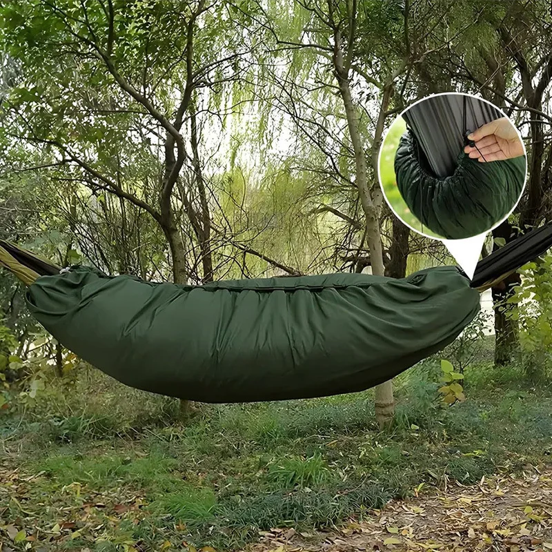 

Double Polyamide 200kg Capacity Outdoor Portable Camping Hammock Sleeping Bag Cold-Resistant Lightweight Warm-Keeping Quiltpromo