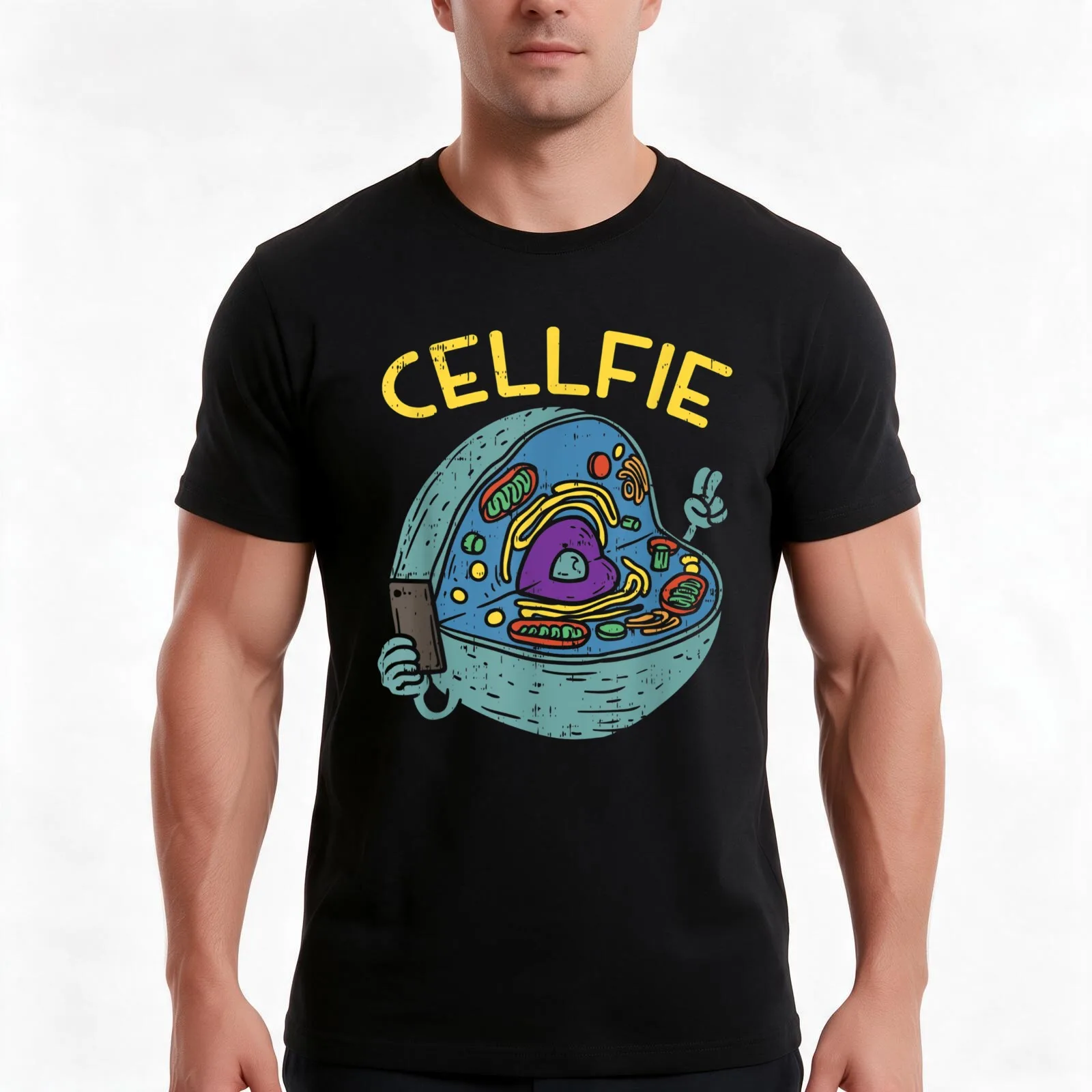 Cell Fie Funny Science Biology Teacher Biologist T-Shirt, Summer Casual Cotton Tee, Oversized Streetwear Tops, Unisex Men Women