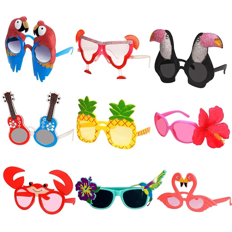 Funny Hawaiian Glasses Set Fun Summer Kids Party Props Favors Hawaiian Beach Themed Party Birthday Supplies Decoration