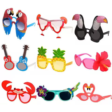 Funny Hawaiian Glasses set Fun Summer Kids Party Props Favors Hawaiian Beach Themed Party Birthday Supplies Decoration