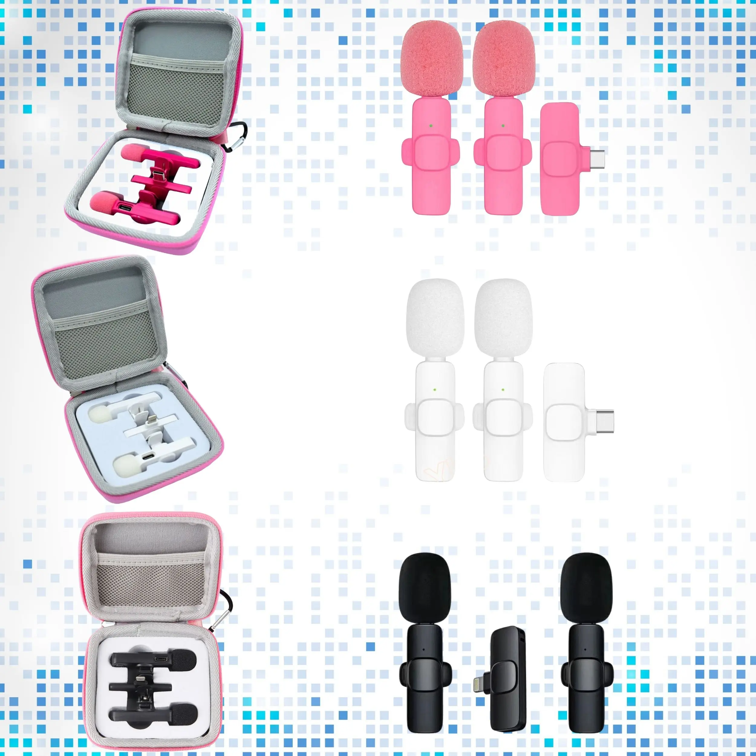 Estuche de transporte de viaje rosa para micrófono Lavalier inalámbrico Mini micrófono Collar micrófono BOYA micrófonos inalámbricos