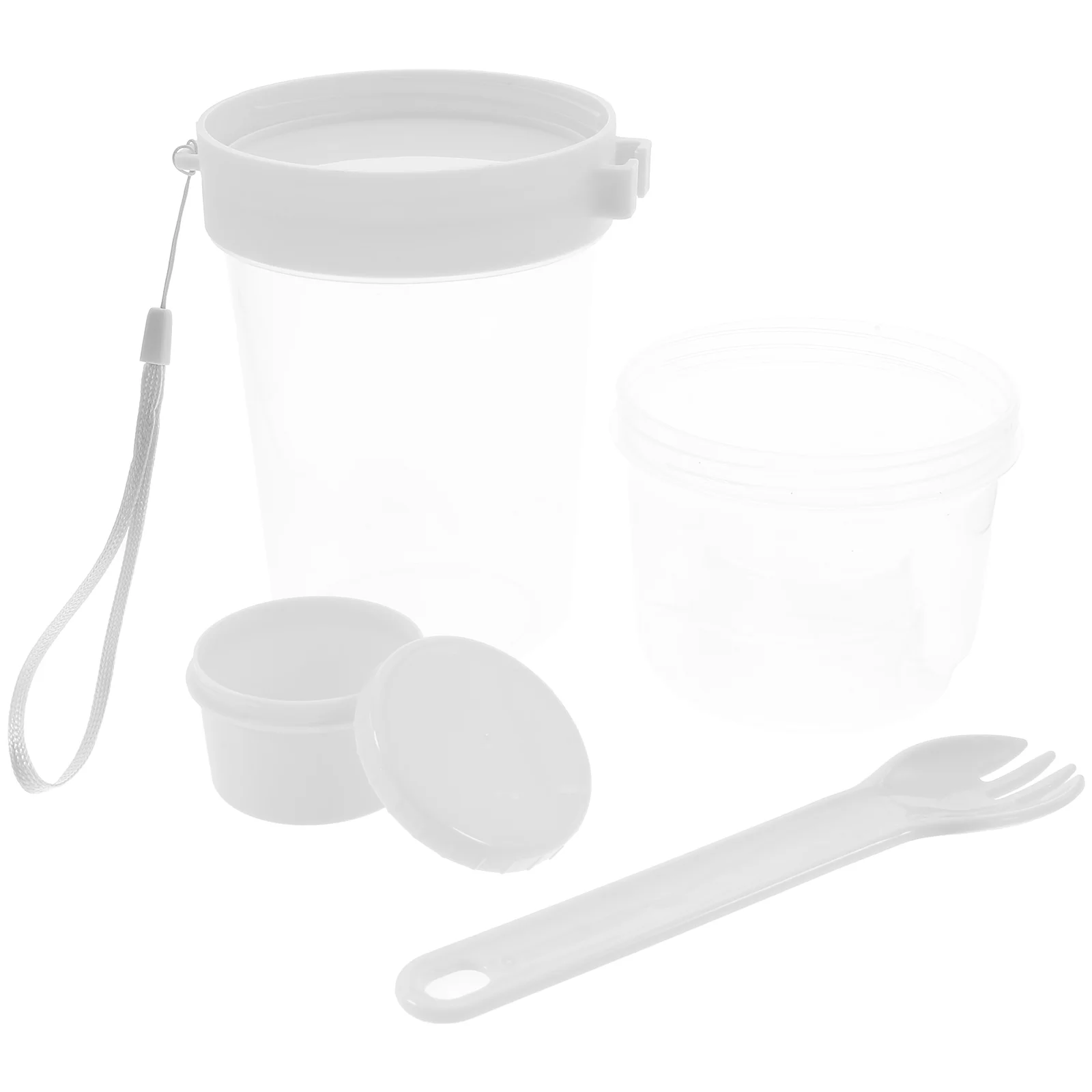 

Portable Double Mason Jars Overnight Oats Salad Cup White 800ml Leak Proof Yogurt Cups Oatmeal Container Mason Jars Storage Box