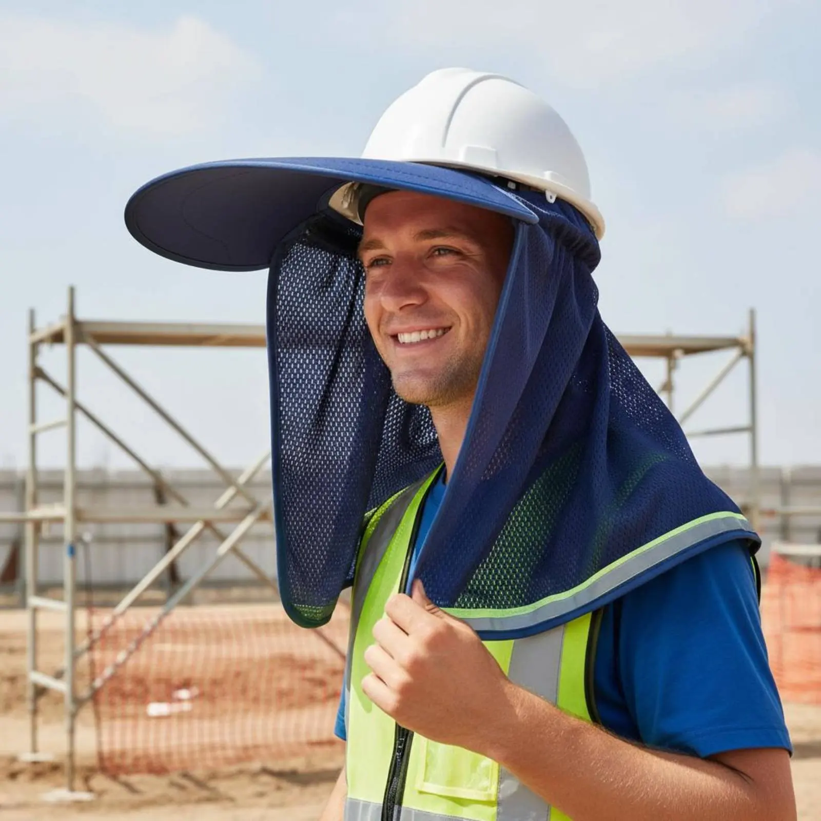 Safety Helmet Sun Visor Universal Fit Hard Hat Sun Shade Full Edge Neck Shade Reflective Strip Individual Safety Gear