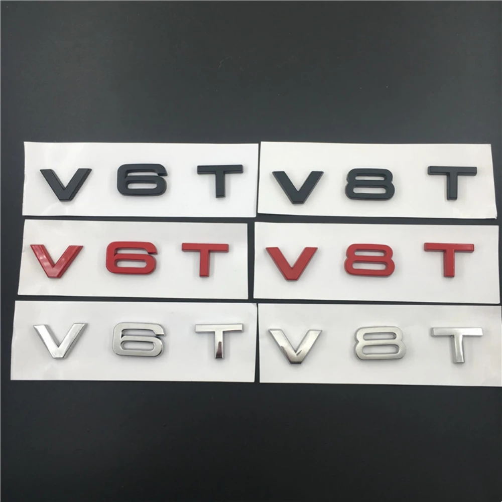 

Car Styling V6T V8T 3D Metal Chrome Zinc Alloy Emblem Car Badge Sticker Decal Auto Accessory for A4 A5 A6 A7 A8 Q7 R8