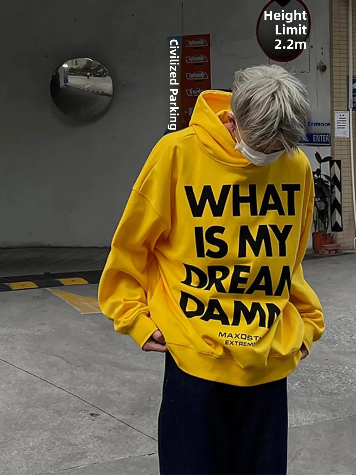 

Yellow Letter Print Hoodie Sweatirt Men's Autumn High-End Heavyweight American Trendy Brand Haome Overhead Jaet