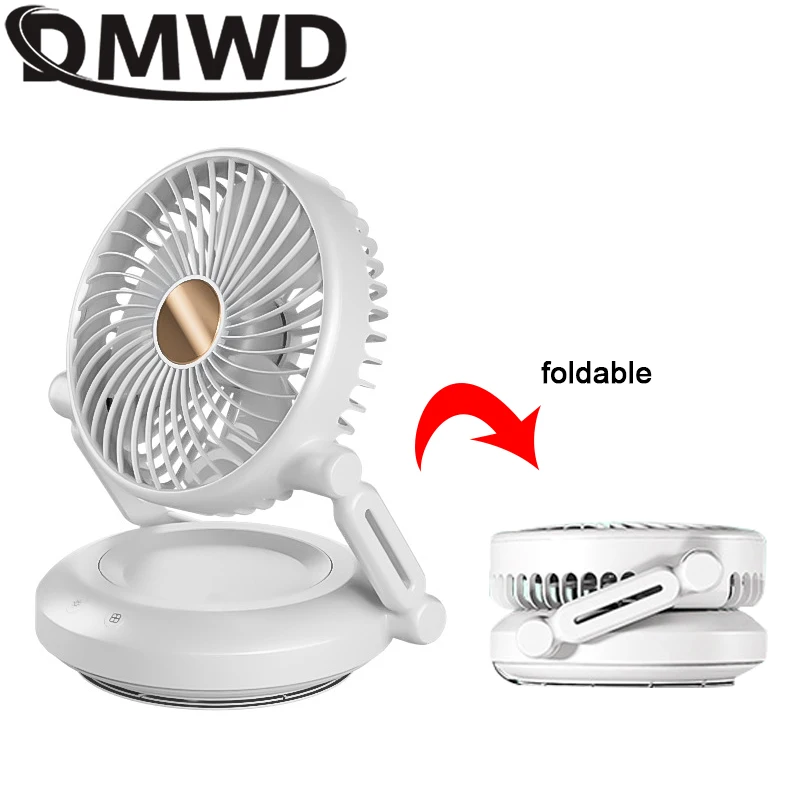 DMWD Mini Desktop USB Conditioner Fan Portable Handheld Foldable Air Conditioning Fan Third Gear Speed Cooler Cooling Ventilator