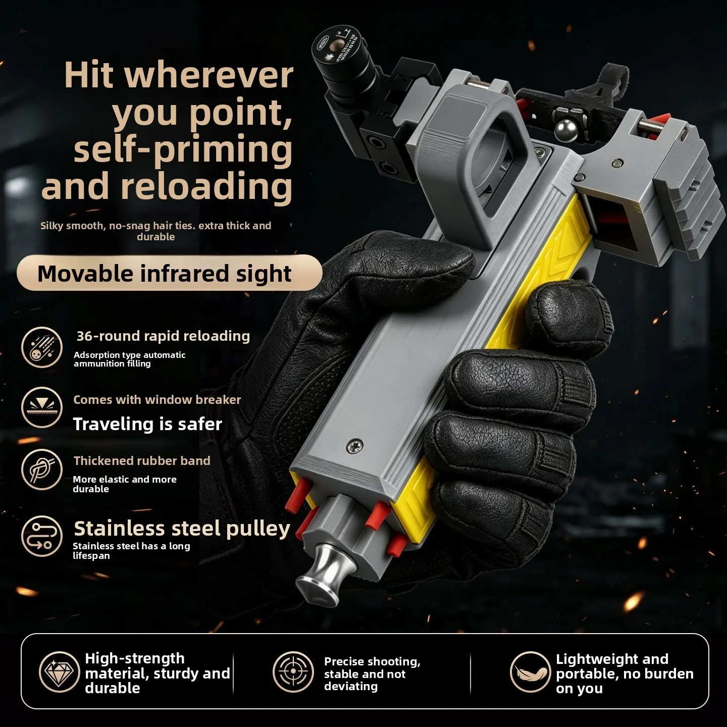 36 Round Automatic Load Slingshot PLASTIC EDC Outdoor Shooting Competition Specific Power Precision Magnetic Suction Transport
