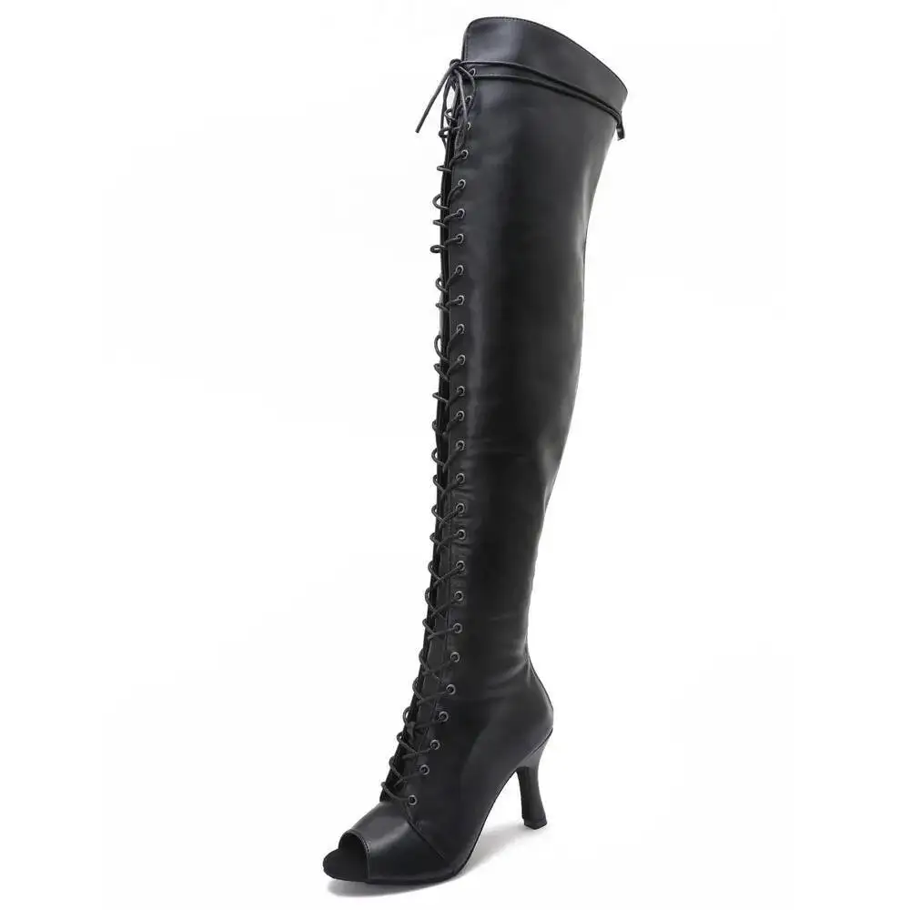 Long boots Cuban Women Heels Stilettos Jazz Dance Indoor Suede Sole Customizable For Latin Dancing Outdoor Sexy Stilettos