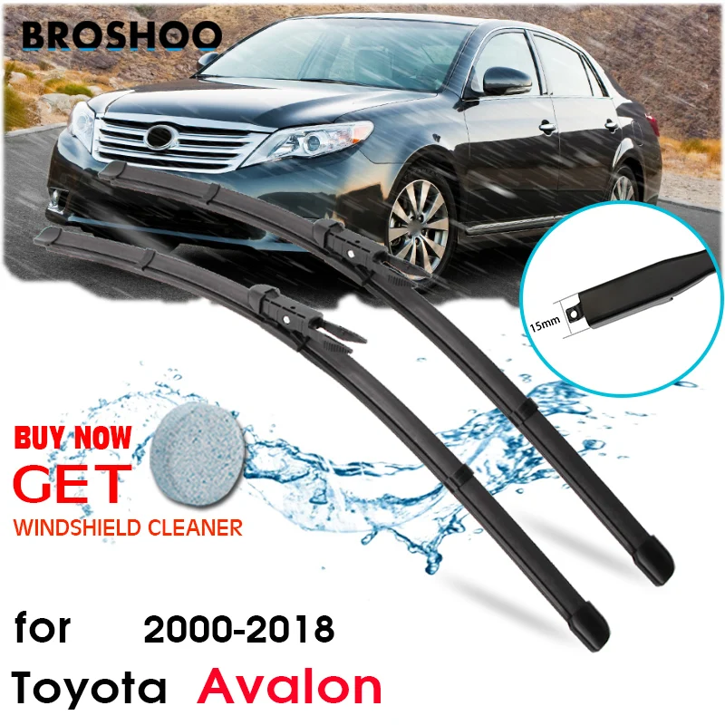 BROSHOO Car Natural Rubber Wiper Blades For Toyota Avalon,Model Year From 2000 To 2018 Fit Standard Hook Arm/Pinch Tab Arm