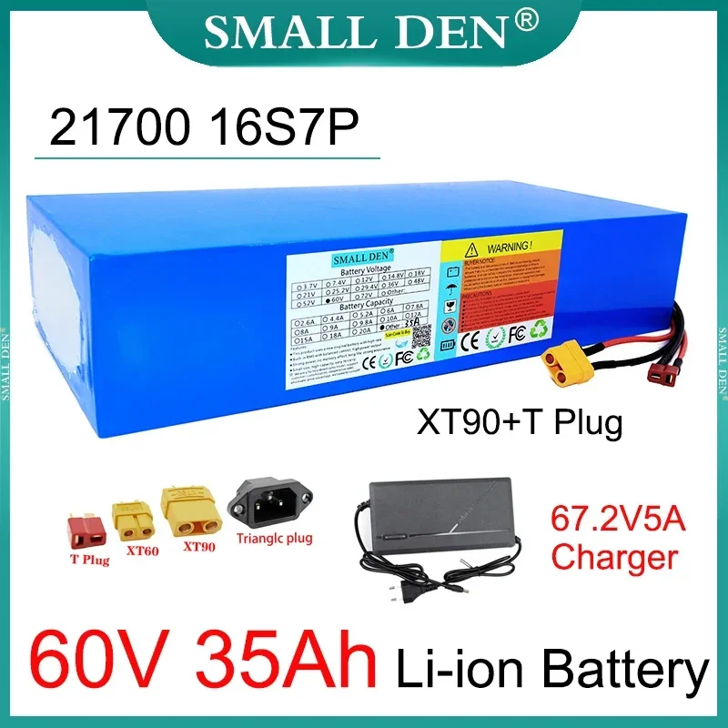 

New 60V 35Ah 21700 16S7P Lithium battery pack 0-3000W High power For Electric two wheelers Scooter Motorcycle + 67.2V 5A Charger