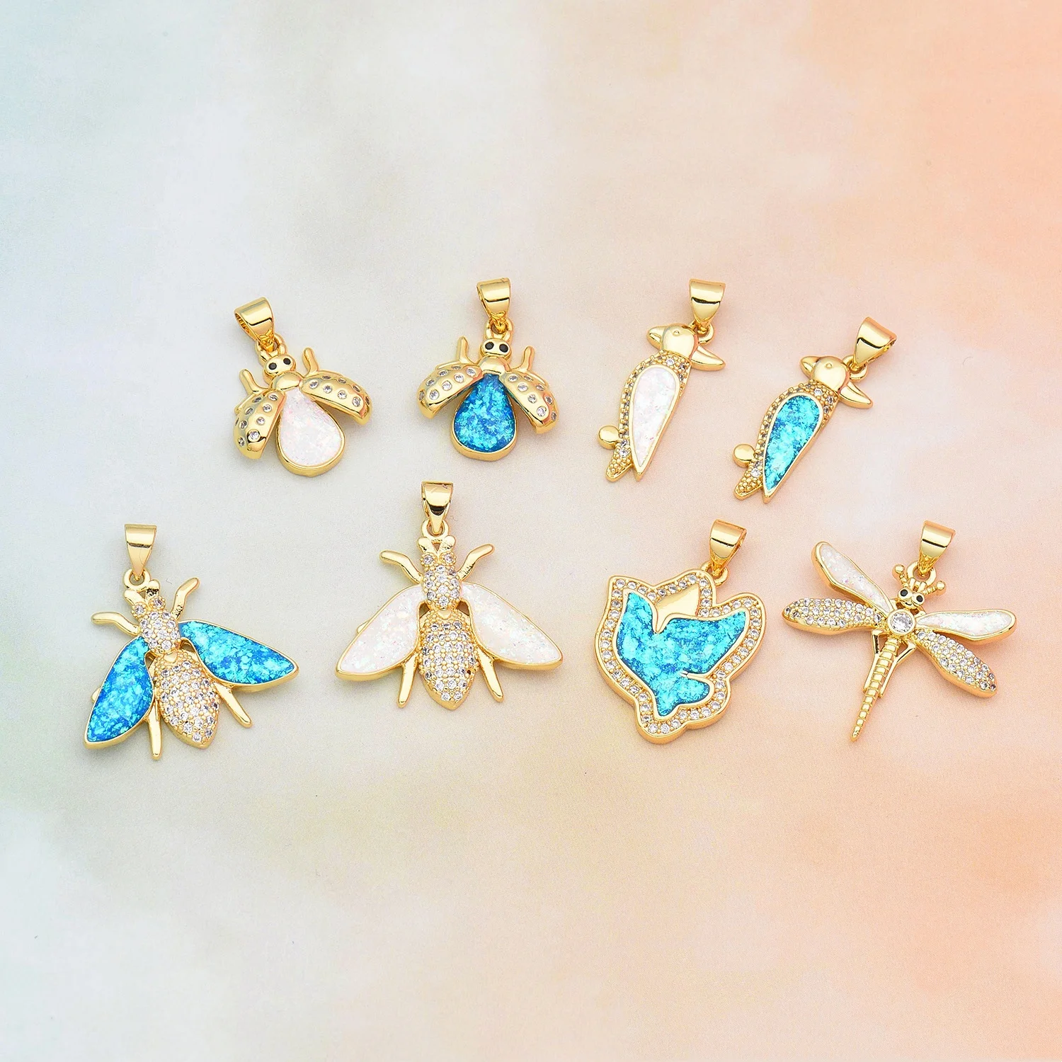 

5pcs Popular Opal Retro Bird Ins Personality Niche Pendant Accessories DIY Pearl Necklace Jewelry Making Materials Wholesale