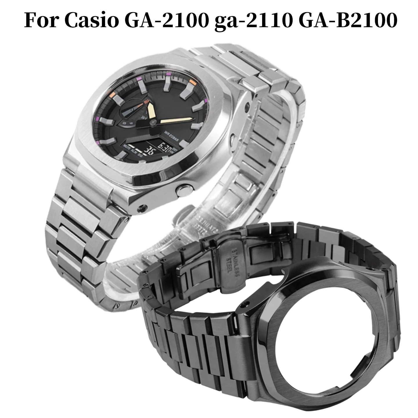 For Casio Farmer Oak GA-2100 GA-2110 GA-B2100 Modified Stainless Steel Case and Band Nautilus Metal Case and Bracelet Accessorie