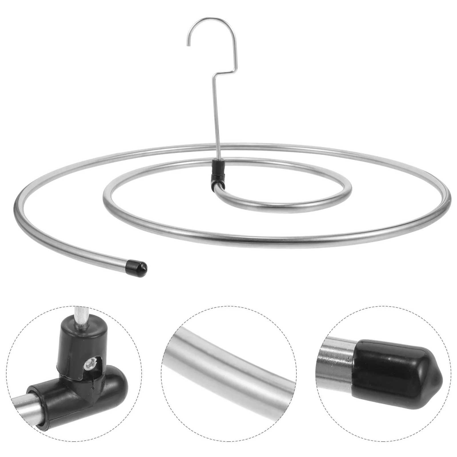 

2pcs Drying Rack Set Stainless Steel Spiral Clothes Hanger Balcony Rods Bed Sheet Blanket Bath Towel Laundry Net Reusable