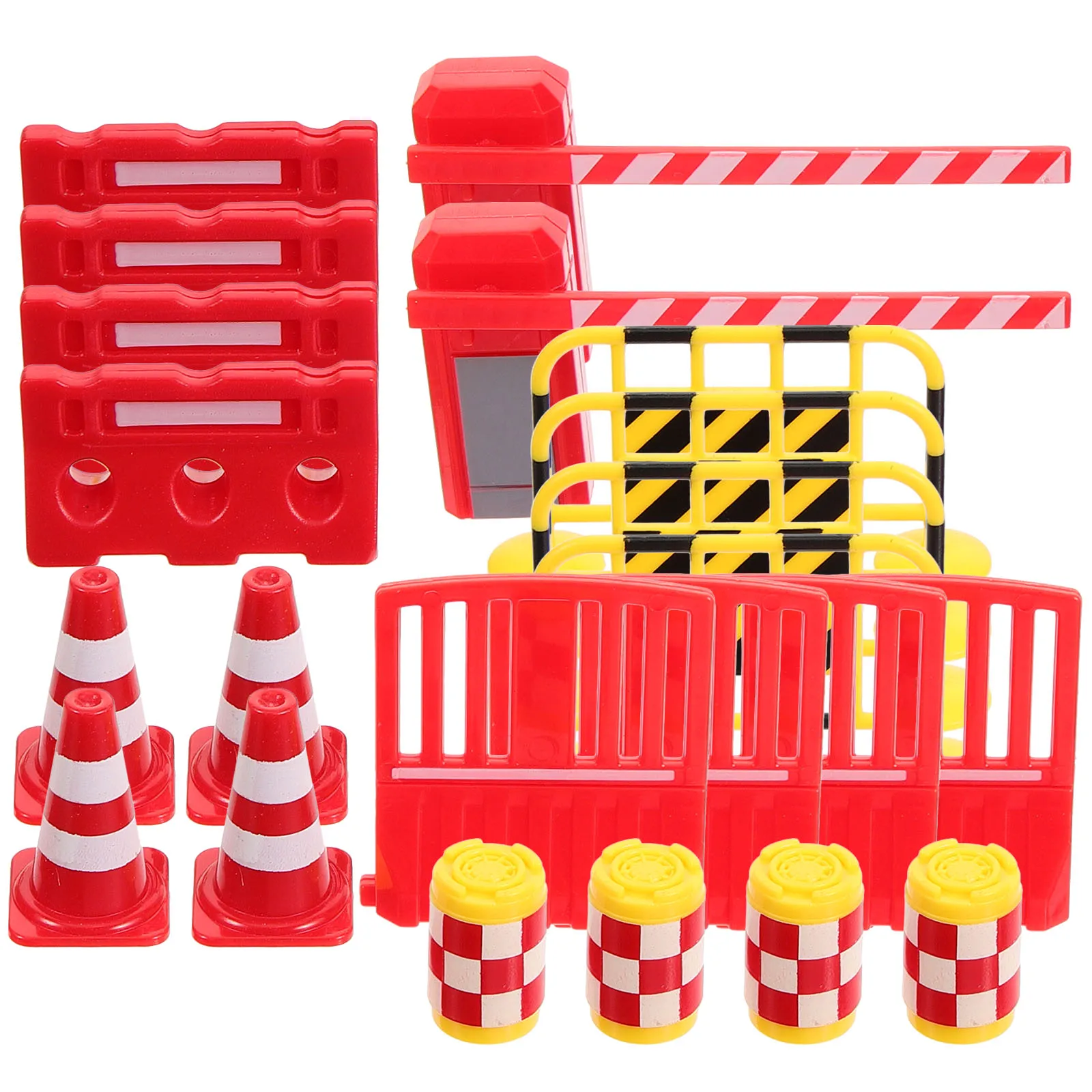 22 ชิ้นการจราจรช่วยสอนจําลองป้ายของเล่น Miniature Barricade แผนที่บล็อกรุ่น Cones รถราง Playset Traffic Barrier