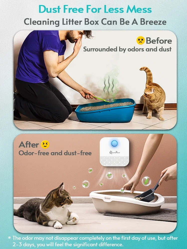 DownyPaws 4000mAh Smart Cat Odor Purifier - Deodorizer & Air Cleaner for Cats & Dogs