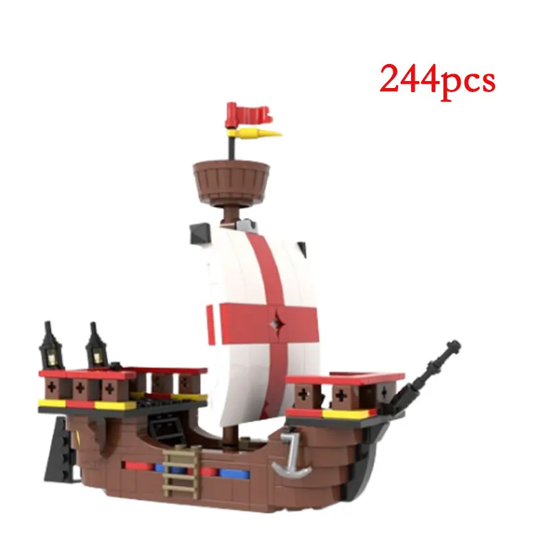 244pcs MOC Small Assembled Medieval Ship Boat Building Block Set Toy Creative Model DIY Assembling Brick Toy MOC-185431