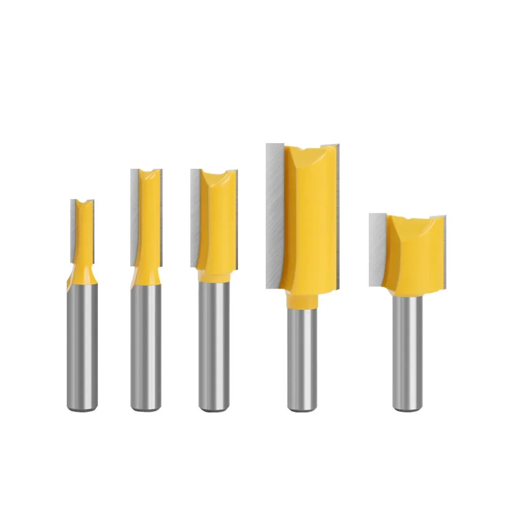 5PCS 8MM Shank Milling Cutter Wood Carving Straight Woodworking Router Bit Set Carpenter Milling 6/8/12/19/20mm Cutting Diameter