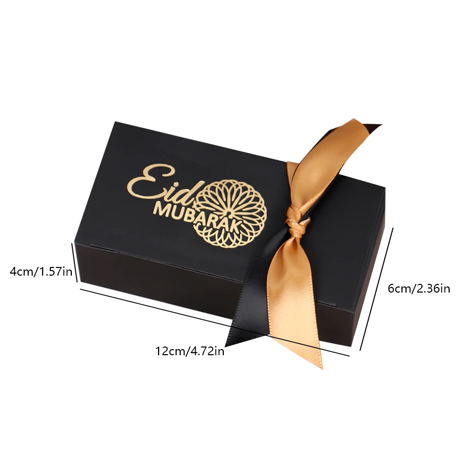 Happy Eid, Ramadan decorations, Cookie gift, Wrapping bag，Two tone ribbon rectangular candy box，