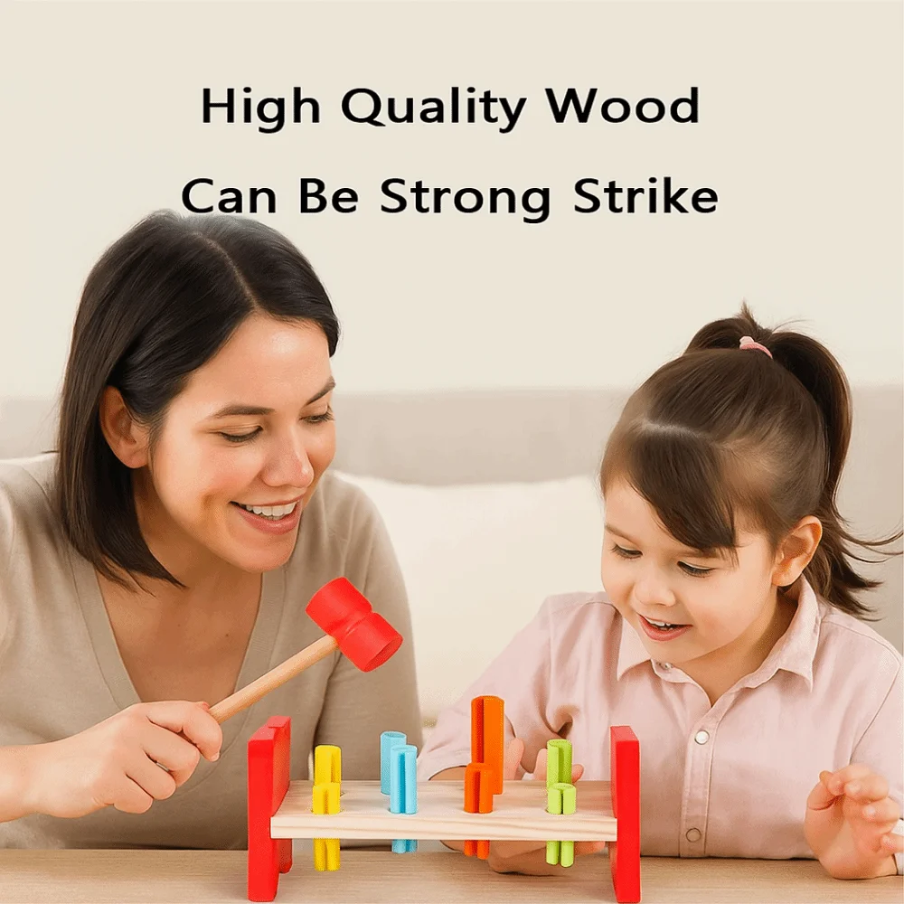 Simulation Mallet Hammering Pounding Educational Game Sensory Toddler Hammer Nails Learning Hand Eye Coordination