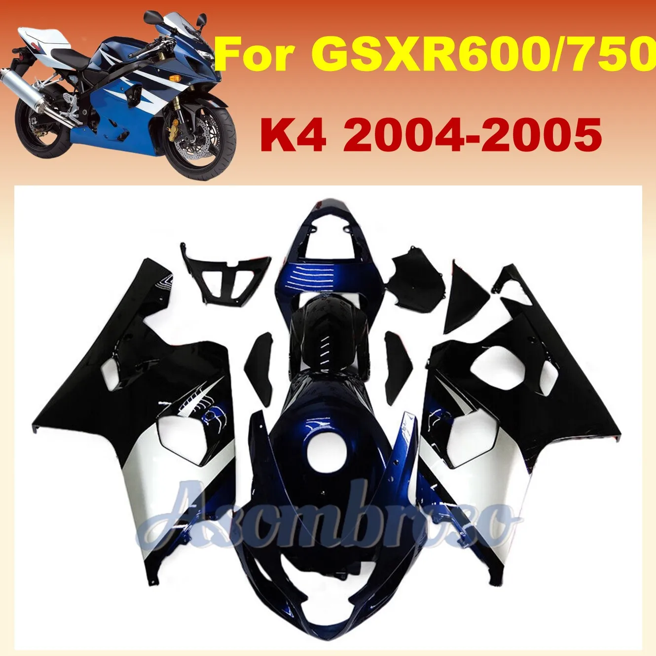 Best Motorcycle Aftermarket ABS Fairing Kit For GSXR600 750 2004 2005 GSXR750 04 05 K4 GSXR 600 blue gray black