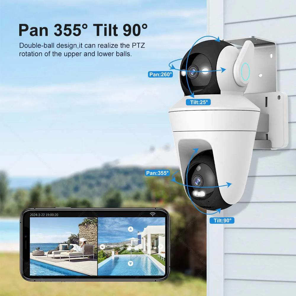 5K 10MP IP Camera Dual Lens WiFi Outdoor Security Protection Dual Screens CCTV Video Surveillance 10X Zoom PTZ Auto Tracking