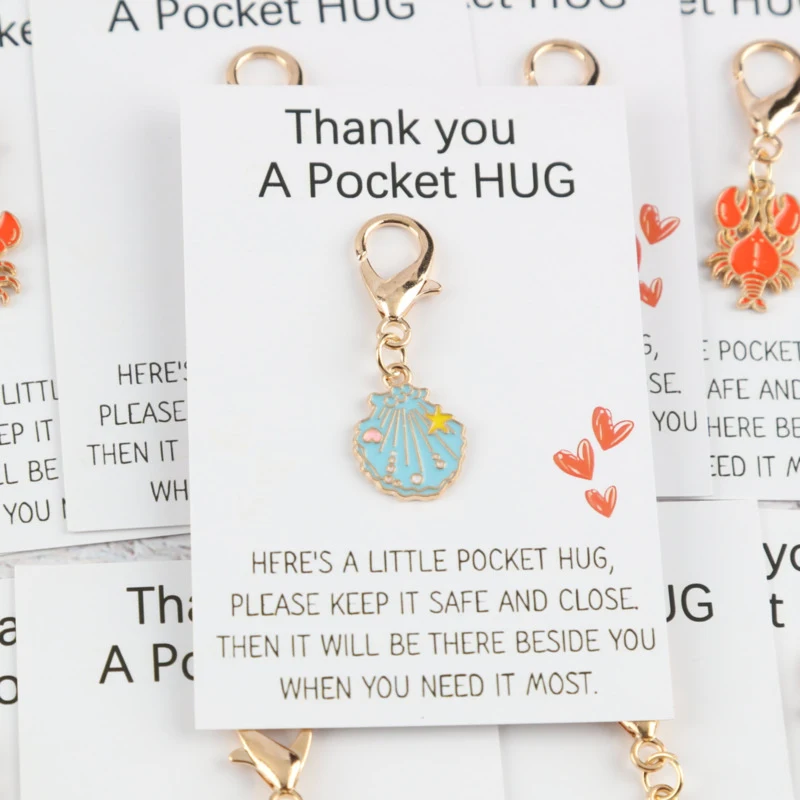 10pcs Cute marine creature themed keychain set Thank you pocket hug card A beautiful gift for family and friends   Thanksgiving