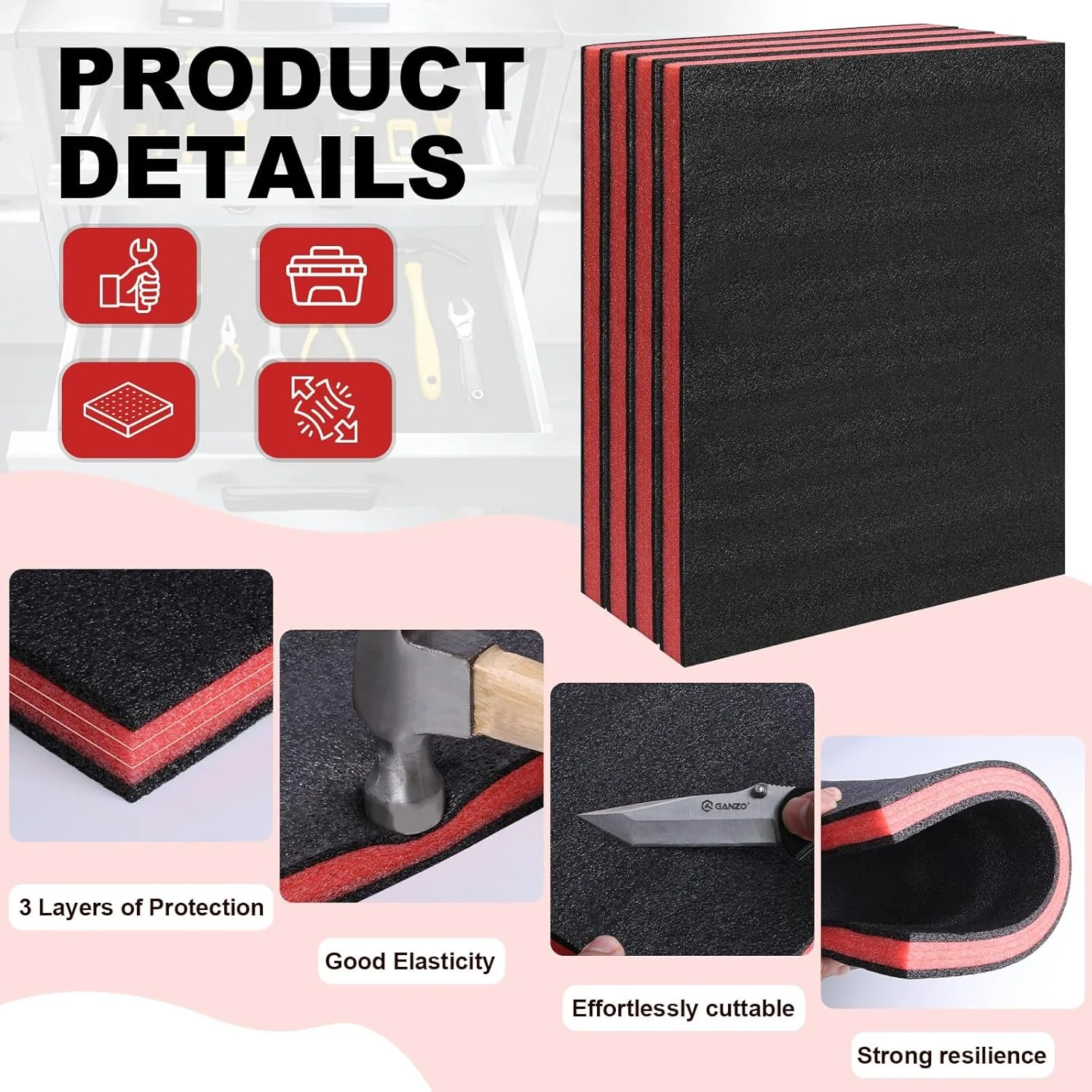 5/4/3Pcs Tool Box Foam Inserts Packing Foam Pads Camera Case Cushioning Insert Sheet for Transport DIY Crafts Toolbox Liner