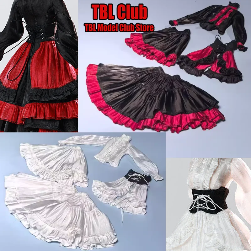 

1/6 Scale White Evening Gown Gothic Black And Red Long Dress Female Clothes For 12-inch Action Figure Soldier ACG-50 A/B