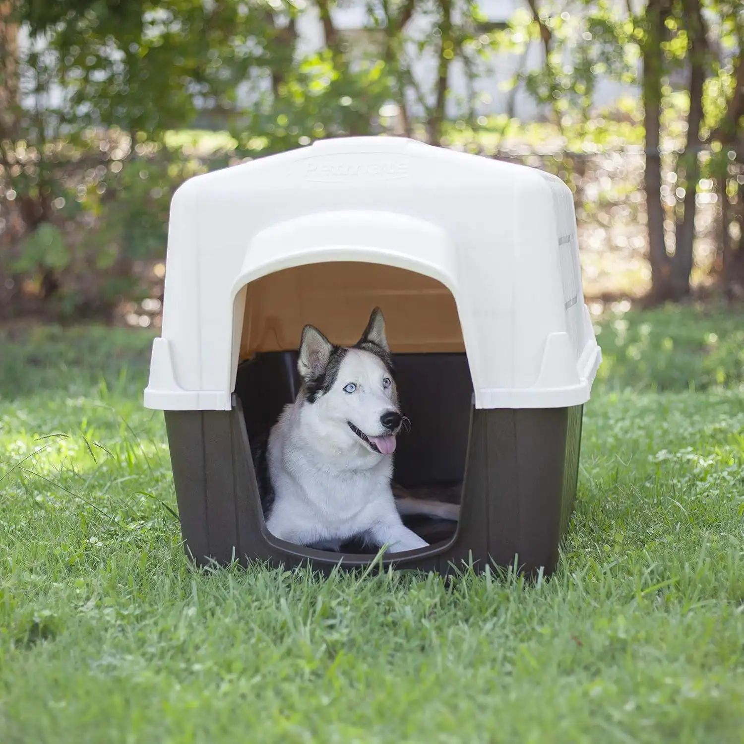 

Aspen Pet PetBarn 3 Durable Plastic All Weather Outdoor Dog House, 29" for Dogs up to 25 lb, Tan