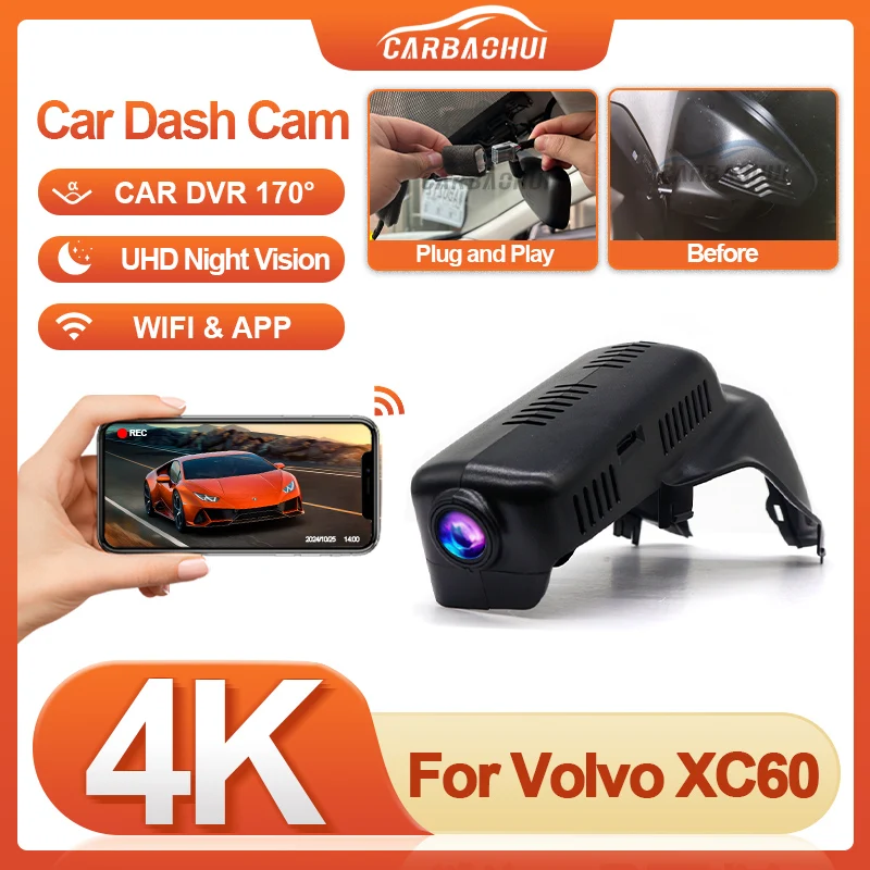 

Для Volvo XC60 2012-2017 Plug and Play Передняя и задняя 4K видеорегистратор для автомобильной камеры Регистратор Видеорегистратор WIFI Автомобильный видеорегистратор Записывающие устройства