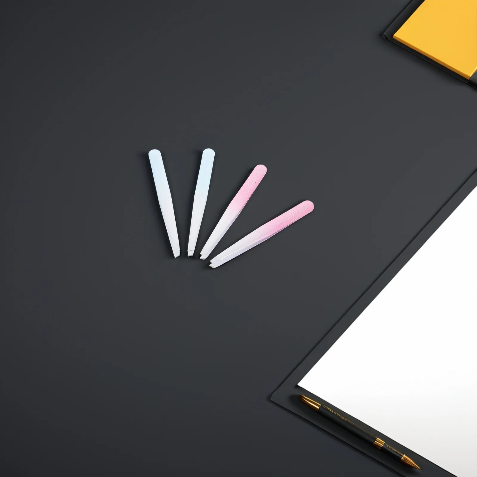 Pincettes à sourcils en acier inoxydable, outil de précision à pointe inclinée pour épilation du visage, Application de cils, toilettage de voyage, 4 pièces